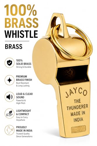 Image of Brass Professional Whistle, Loud Crisp Sound, Golden, for Coaches, Police and Hikers