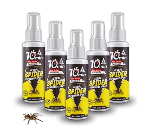 Image of Amish Herbal Spider Spray 100 ml Pack Of 5 |10 Minutes Formula |Removes Entire Spider colony|Powerful 100% Organic No Chemical Spider Repellent Spray for Home Office & Garden Long Lasting Protection
