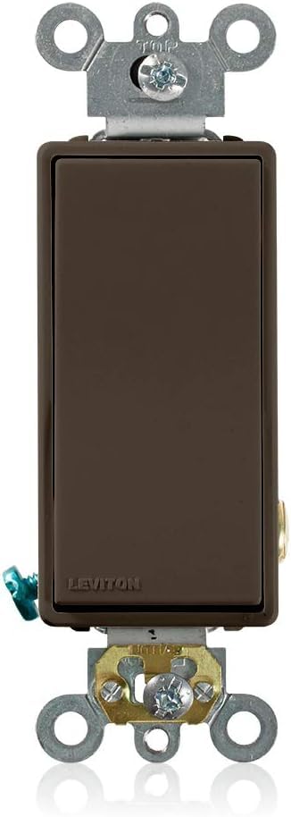 Leviton 20-Amp 120/277-Volt Decora Plus Rocker Single-Pole AC Quiet Switch, 5621-2, Brown image 4