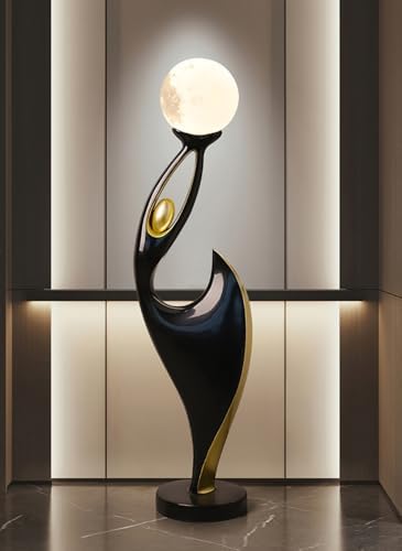Bofea-Moon Floor Lamp for Living Room,Modern Black and Gold Floor...