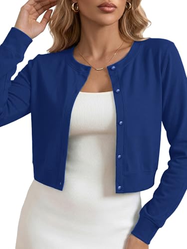 Image of Heymoments Women's Thin Shrugs Long Sleeve Lightweight Cropped Tops Open Front Cardigan for Dress S-2XL