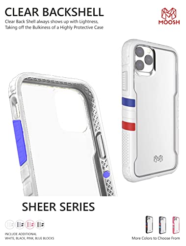 Image of MOOSH Commuter Series for iPhone 12 Mini Case Clear Back 10FT Drop Tested Scratch-Resistant Raised Edges Replaceable Colour Blocks Shock Absorption Apple iPhone 12 Mini Case 5.4 inch (White)
