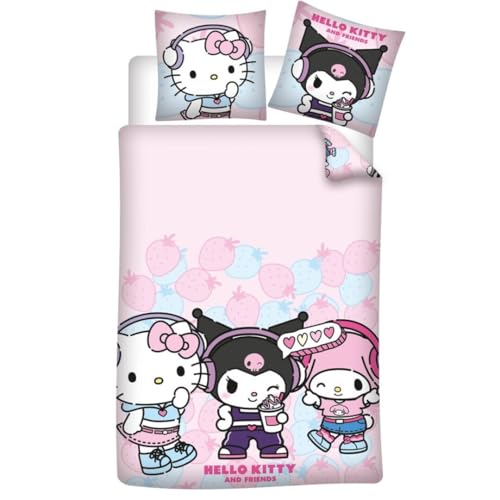 Miniatura 4 de Aymax - Juego De Cama De Hello Kitty And Friends, 1 Persona, Funda Nórdica Kuromi Reversible De 140 X 200 Cm Funda De Almohada De 65 X 65 Cm, Rosa, Polialgodón