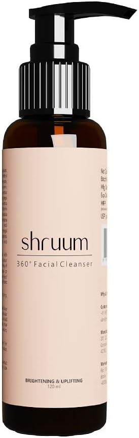 Shruum360° Face Cleanser | Gentle & Non-drying | Moisturising & Brightening | Mushrooms, Colloidal Oatmeal, Vitamin E, Gotu Kola, Bakuchi, Aloe Vera | All Skin Types | Men, Women | 120 ml