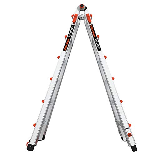 Little Giant Ladders, Velocity with Wheels, M26, 26 Ft, Multi-Position Ladder, Ratchet Leg levelers, Aluminum, Type 1A, 300 lbs Weight Rating, (15426-801)