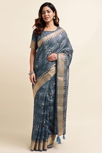 Image of MIRCHI FASHION Women Saree Cotton Blend Kalamkari Printed | Comfortable Office and Regular Daily Use Sari with Unstitched Blouse Piece