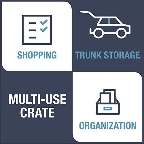 Clevermade 62L Collapsible Storage Bins With Lids - Folding Plastic Stackable Utility Crates, Solid Wall Clevercrates, 3 Pack, Neptune Blue #TOP3