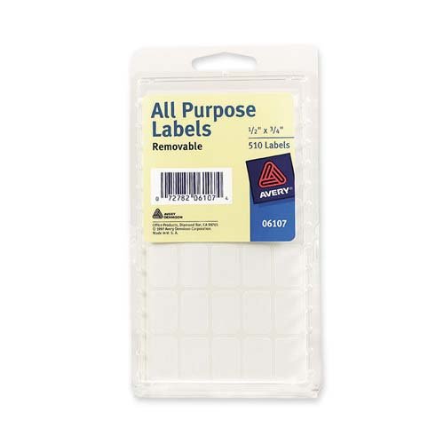 Avery Removable Rectangular Labels,  0.5 x 0.75 Inches, White, Pack of 510 (6107)