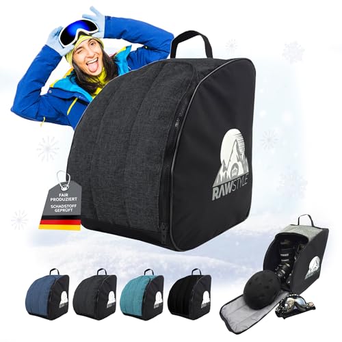 Rawstyle Skischuhtasche Skistiefeltasche Rucksack Helm Hart-Soft-Boots Inliner Bootbag Tasche Skischuhe Modell 3 (meliert schwarz)