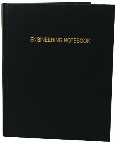 ThomasGrid Engineering Notebook, Black Imitation Leather Cover Black Imitation Leather Cover, 216 Pages, 10" Length x 8" Width, TSCIEPRIL216SKG 1