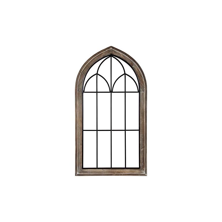 Kate and Laurel Rennell Farmhouse Wall Plaque, 26.5 x 48, White, Wood and Metal Arched Wall Decor (Rustic Brown)