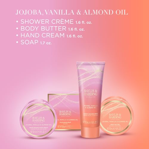 Baylis & Harding Jojoba, Vanilla & Almond Oil Luxury Pamper Tin Gift Set - Vegan Friendly 1.6 fl. oz