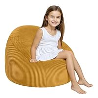 COMAX Bean Bag Chairs for Kids, Toddler BeanBag Sofa with Filler Bean Couch Stuffed for Boys and Girls, Lazy Floor Chair for Playroom, Nursery Room, Yellow