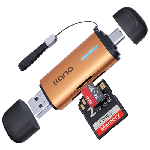 llano Lecteur de Cartes SD USB C, Double Emplacement USB 3.0 Type C Adaptateur, Micro SD, SDHC, Compatible avec Laptop, PC, Téléphone, MacBook Pro/Air, iPad,...