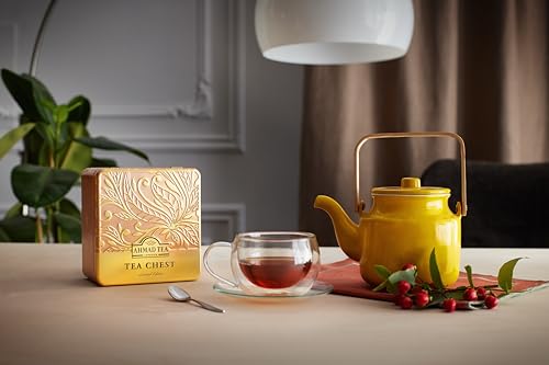 Ahmad Tea - Tea Chest - Geschenkdose mit Schwarz- und Grüntees - Earl Grey, English Tea No 1, English Breakfast, Grüner Tee - Einzeln verpackt und aromaversiegelt - 40 Teebeutel