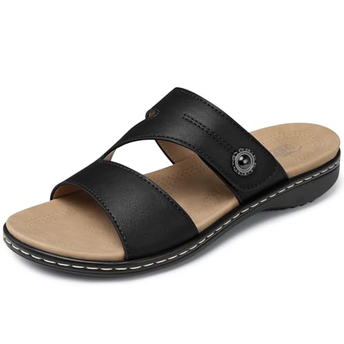 SHIBEVER Flat Sandals For Women Dressy: Comfortable Summer - Slip On Arch Support Flats Sandal