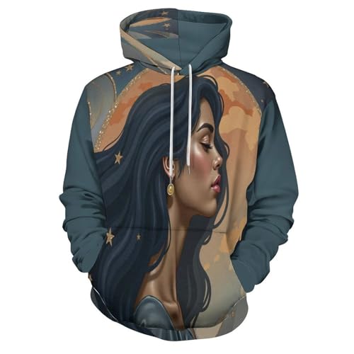Sweat à Capuche 3D Imprimé Aquarelle Rêveuse Lune Pull Unisexe Tendance à Poches