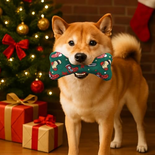 Soulchen Juego de 8 Juguetes Sonoros de Navidad para Perros Pequeños miniatura 5