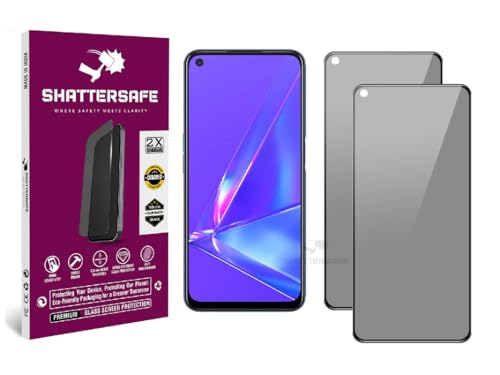 Image of Anti-Spy Privacy Tempered Glass Compatible For Oppo A52 / A53 5G / A54 5G / A55 5G / A74 5G / A92 / A93 5G [Pack of 2]. Anti-Scratch, Edge-to-Edge Protection With Easy Installation Kit.