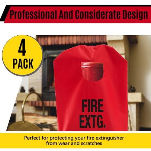 Image of Amylove 4 Pcs Fire Extinguisher Cover 20-26 lb Heavy Duty Thickened Fire Protective Sleeve from Scuffs and Scratches Accessories 18 inch W x 35 inch L