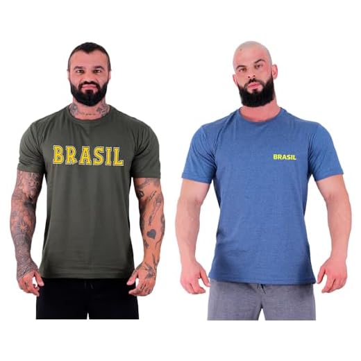 Kit 2 Camisetas Tradicional Masculina Clássica MXD Conceito Básica Estampas Brasil (M, Opção 05)