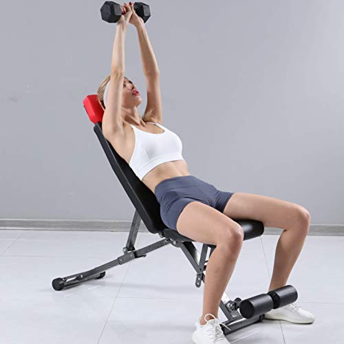 Finer Form 5-in-1 Weight Bench, Adjustable & Foldable for Bench Press, Strength Training and Full Body Workout. Perfect for Dumbbell Sets or an Adjustable Dumbbell Set in Your Home Gym- Free PDF Workout Chart Included