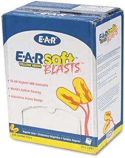 EÂ·AÂ·Rsoft Blasts Earplugs, Corded, Foam, Yellow Neon, 200 Pairs