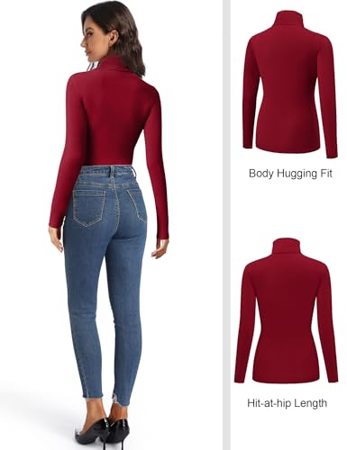 HOPLYNN 3 Pack Turtlenecks Women Long Sleeve Pullover Baselayer Undershirts Tops Turtle Neck Mock Shirts3