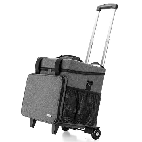 Luxja Borsa per Insegnante con Ruote con Cuscinetto di Supporto Inferiore, Borsa Tote per Insegnante con Trolley Staccabile (Design Brevettato), Grigio