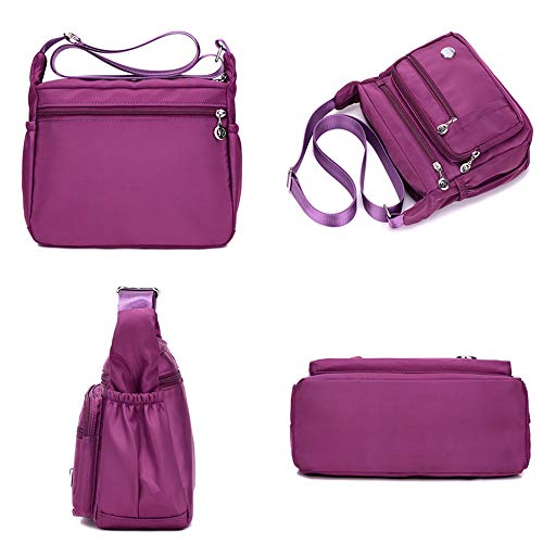 KEEPOP Crossbody Bag for Women Multi Pocket Waterproof Lightweight Nylon Purse Shoulder Bag Blue L - Image 3