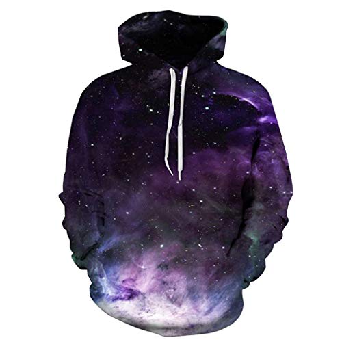 Preisvergleich Produktbild Jkhhi Hoodie Herren Kapuzenpullover Langarm Kapuzenpulli 3D Sternenhimmel Print Freizeit Kapuzensweater Sweatjacke Kapuzenjacke Outwear Oberteil Tops Herren Mantel Pullover Sweatshirt 2