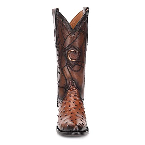Cuadra Men's Western Boot in Genuine Ostrich Leather Brown3