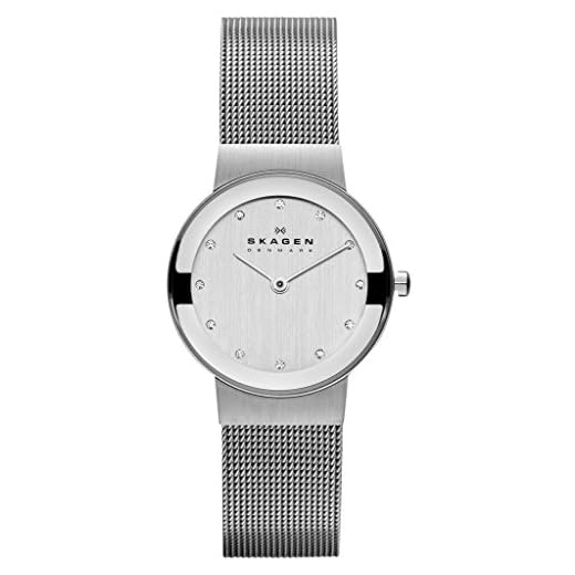 Skagen Reloj para mujer Freja Lille, movimiento de dos manecillas, caja de acero inoxidable plateado de 26 mm con correa de malla de acero inoxidable, 358SSSD