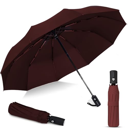 Image of PANCA Windproof Automatic Open Close Travel Umbrella for Men & Women | Compact 3 Fold Rain Umbrella with 8 Reinforced Ribs | Portable Folding Umbrella for Office, Travel & Outdoor