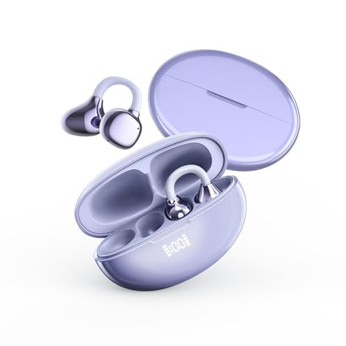 Fone de ouvido sem fio J235 com clipe, Bluetooth 5.3, tela sensível ao toque inteligente e assistente de IA, Indicador de bateria,Carregamento tipo C, gancho ajustável