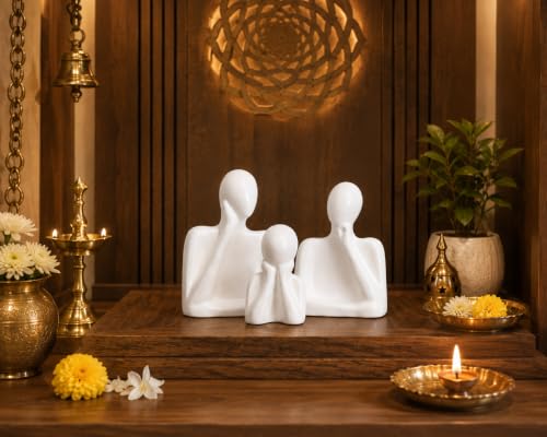 Image of Family Statue - Set of 3 (5 inches) | Abstract Human Figurines for Home Decor | Decorative Statues for Living Room, Bedroom & Shelf Decor | Gift for Housewarming & Anniversary (W3F)