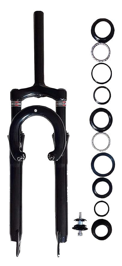 27.5 Inch Threadless Suspension Heavy Fork of Column Pipe 38.10 mm with Headset Steel Mountain Bike Bicycle Fork (Black 38.1 mm) - Combo-image-12
