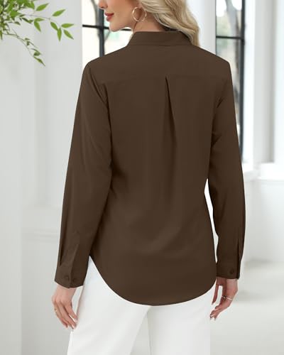 Image of J.VER Button Down Shirts for Women Stretch Collared Cotton Long Sleeve Dress Shirt Business Casual Blouse for Work