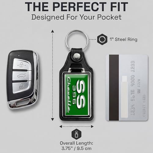 Image of Brotherhood 1968 Compatible with Chevelle SS 396 Rally Green Engine Emblem Design Key Chain Key Holder Key Ring For Men Heavy Duty Car Key Ring For Men and Women