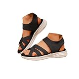 Sandalias ortopédicas para caminar para mujer para pies anchos, puntera extra profunda y soporte de arco medio, parte superior de punto transpirable y suela ligera antideslizante, talla 7-11, Black