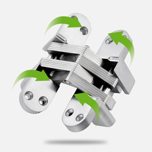 FUANA Cerniera invisibile a croce per ante pieghevoli in legno, in lega di zinco, apertura a 180°, confezione da 4