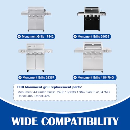 Image of SafBbcue Replacement Parts for Monument Grill 35633 41847NG 24367 24633 17842 4-Burner Gas Grill, Cast Iron Cooking Grids & Reversible Griddle for Monument Grills 97888 96333 Accessories