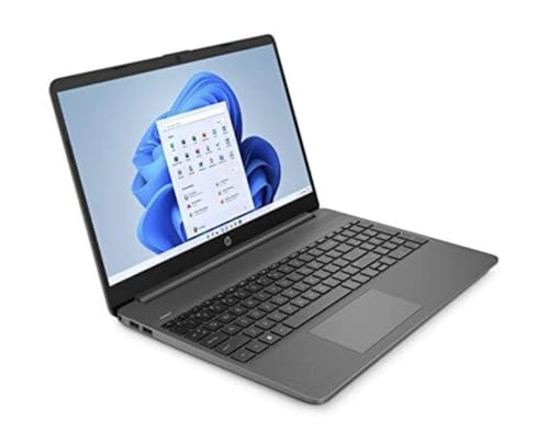 HP Laptop 15s-fq0002sf PC Portable 15.6 FHD (Intel Celeron, RAM 4 Go, SSD 128 Go, AZERTY, Windows 11 Famille en Mode S) Gris Ardoise, Microsoft 365 Personnel Inclus Pendant 1 an