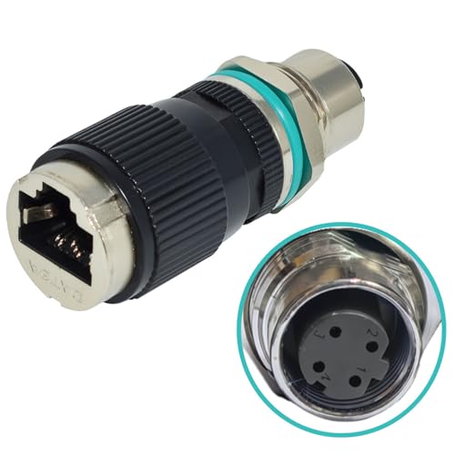 Fazvncv Adaptador impermeable de 12 mm de 8 pines tipo A a RJ45 IP68 para redes industriales, adaptador de código D de 4 pines a Cat6 de 10 Gb/s