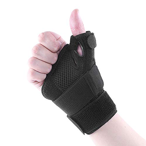 Arthritis Thumb Splint - Thumb Spica Support Brace for Pain, Sprains, Strains, Arthritis, Carpal Tunnel & Trigger Thumb Immobilizer - Wrist Strap - Left or Right Hand (Black)