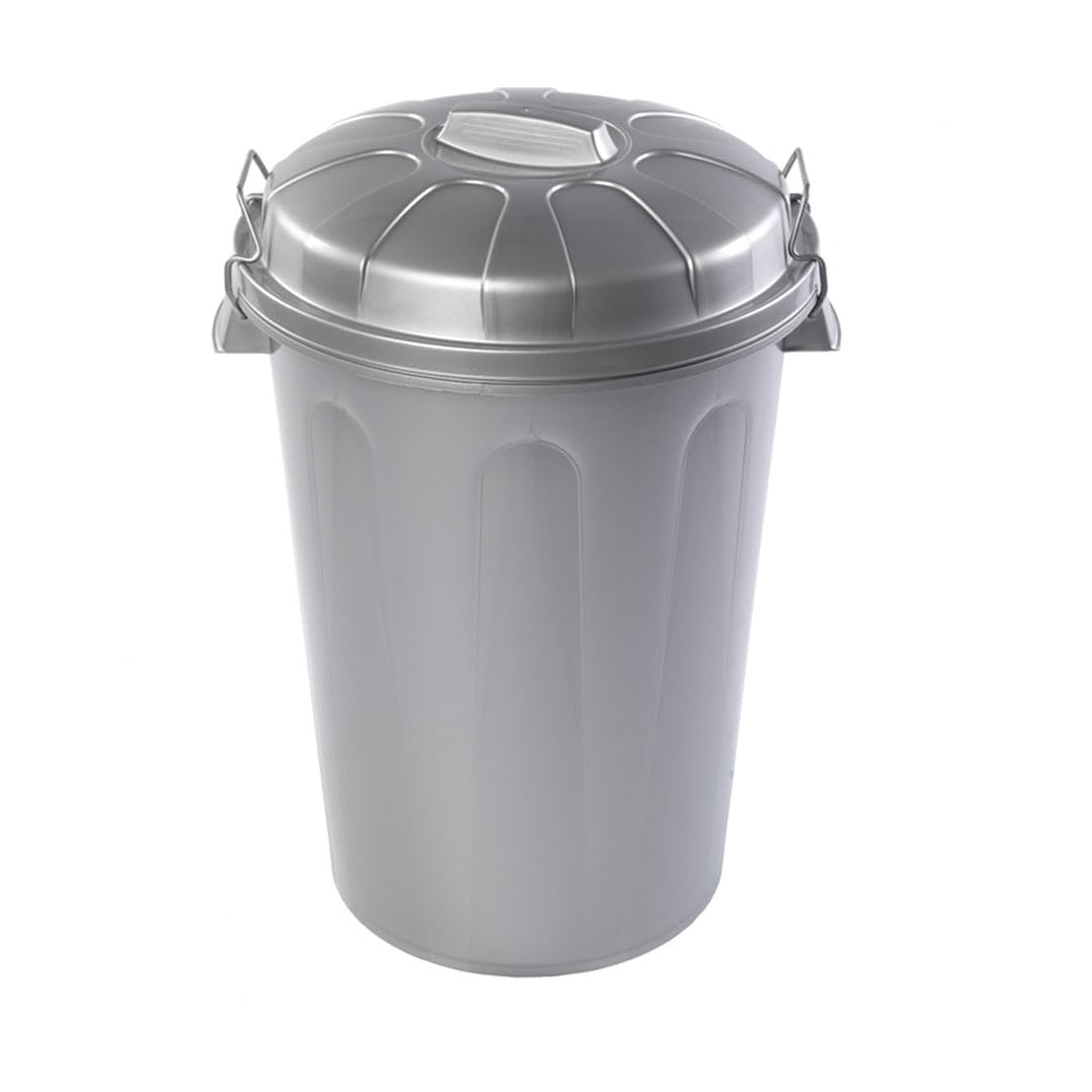 DRW Cubo Basura Comunidad Gris Asas con Tapa encajada de 100 litros 54x50x76 cm