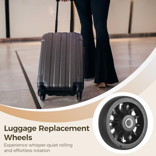 12 Pcs Luggage Replacement Wheels, 1.970.47" Swivel Caster Wheels, Universal Suitcase Wheels, Silent Rolling, Wide Compatibility, Comprehensive Kit2