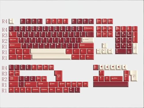Image of Red Dye-sub Keycaps, 163 Keys Cherry Profile, Double Shot Keycaps Set, Custom Key caps for MX Switches Mechanical Keyboard(Jamon)