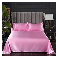 Drap De Lit En Soie Ice Drap-Housse De Luxe En Satin De Couleur Unie For Lit Simple, Housse De Matelas En Soie Glacée, Taille Double, Bande élastique(Jiu Hong Se,90x190x25cm 1pc