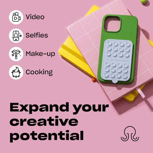 Image of OCTOBUDDY - Silicone Case Double-Sided Suction Phone Case Detachable Mount - Hands-Free, Strong Grip Holder For Selfies & Videos - iPhone & Android Compatible - 2.5? X 3.75?, Baby Blue Jay